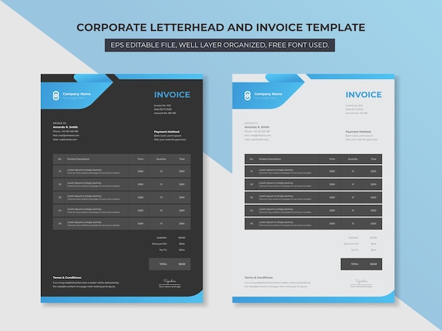 Corporate business letterhead and invoice template business branding identity design template