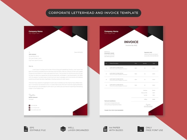 Corporate business letterhead and invoice template business branding identity design template