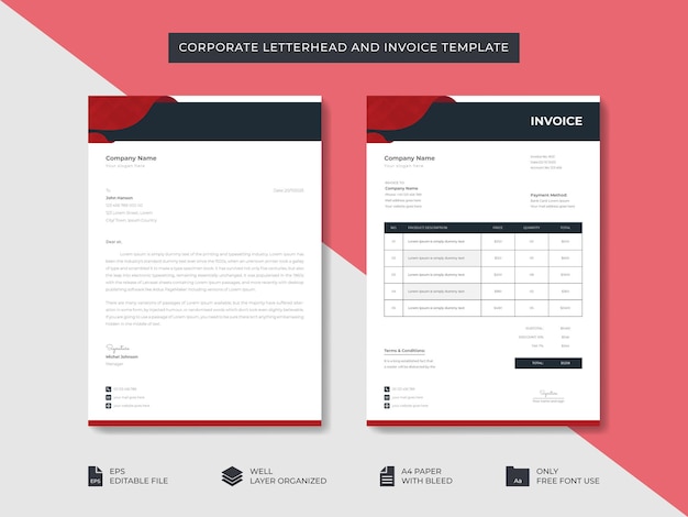 Corporate business letterhead and invoice template business branding identity design template