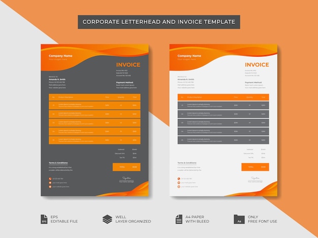 Corporate business letterhead and invoice template business branding identity design template