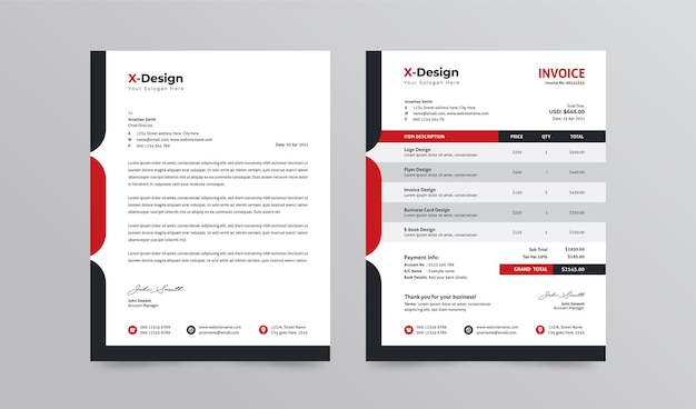 Corporate business letterhead and invoice template. professional business branding stationery