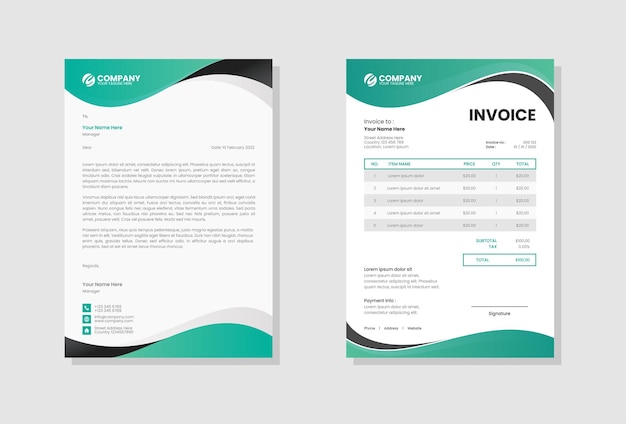 Corporate business letterhead and invoice template