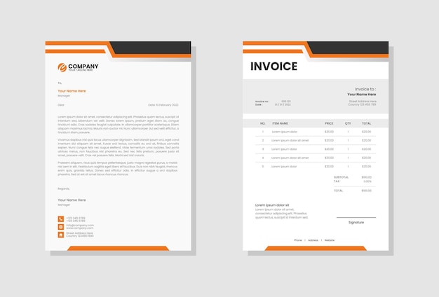 Corporate business letterhead and invoice template