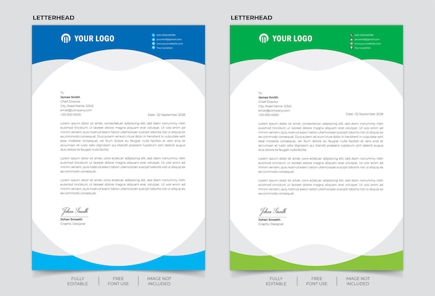 Corporate or business letterhead template design Premium