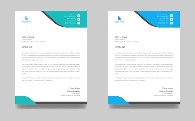 Corporate business letterhead template design for your projects