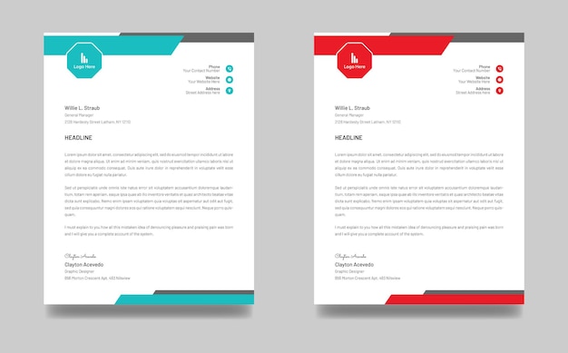 Corporate business letterhead template design for your projects