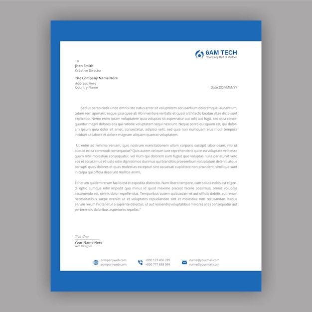 Corporate business letterhead template design