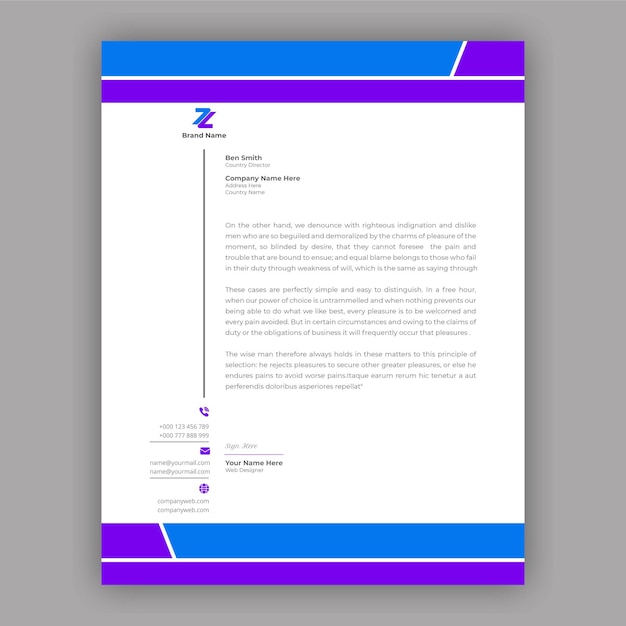 Corporate business letterhead template design