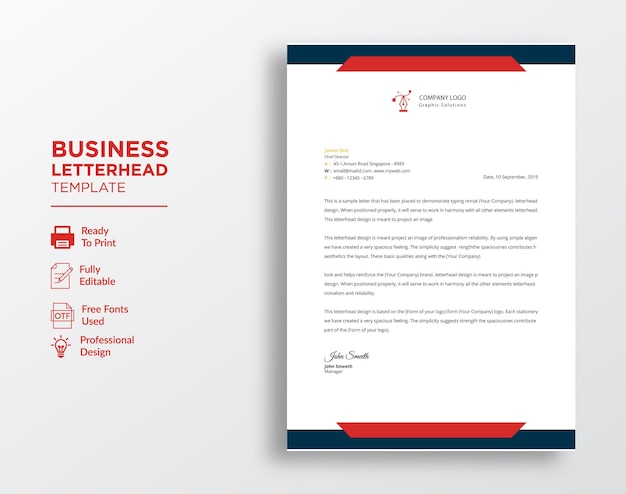 Corporate business letterhead template