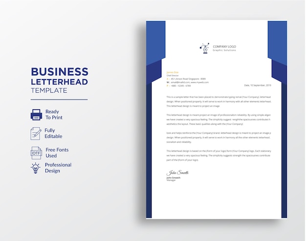 Corporate business letterhead template