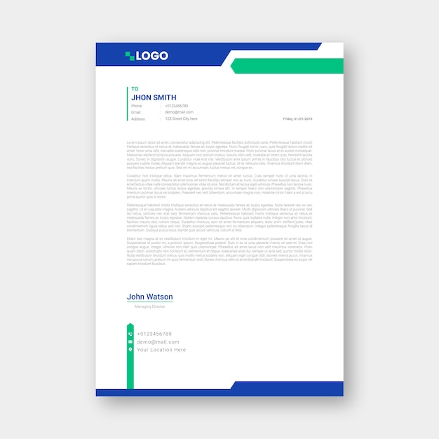 Corporate business letterhead template