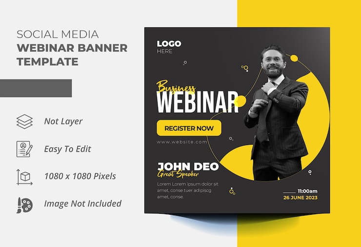 corporate business live webinar post or social media post template