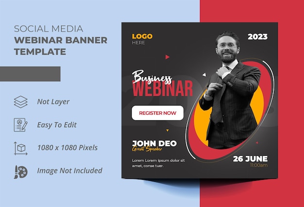 Corporate business live webinar post or social media post template