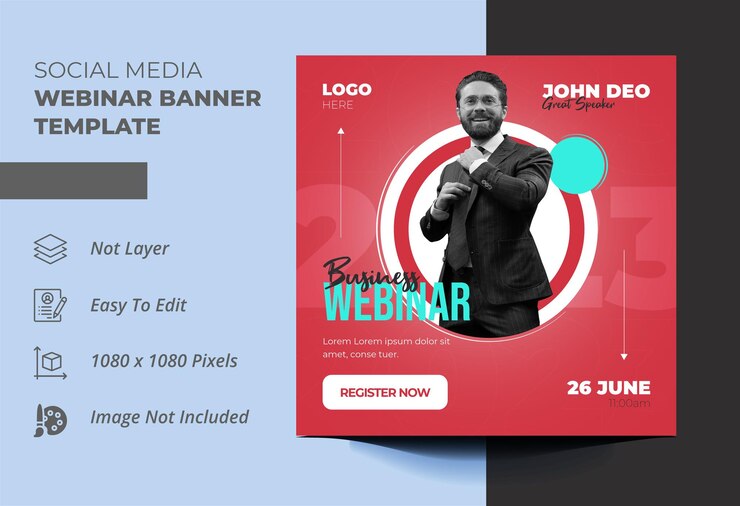 corporate business live webinar post or social media post template