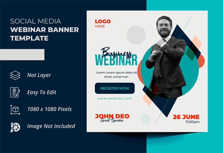 corporate business live webinar post or social media post template