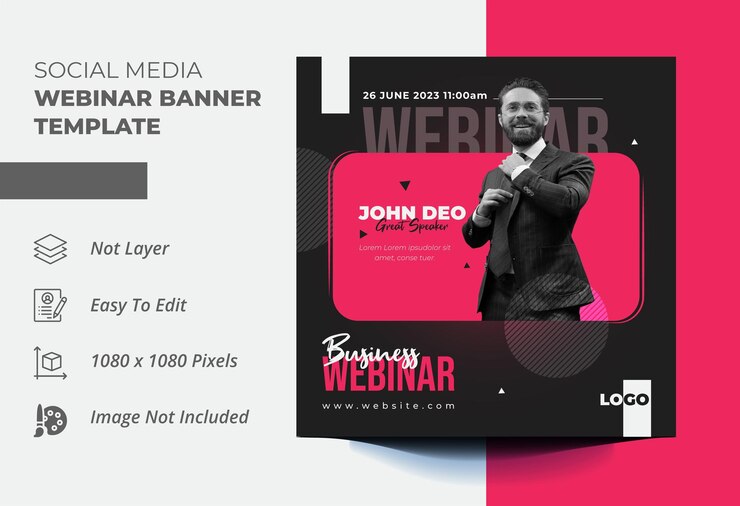 corporate business live webinar post or social media post template