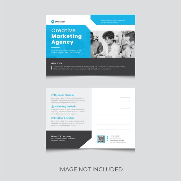 Corporate Business marketing agency postcard Template Premium Vector