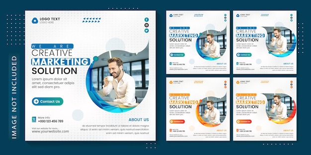 Corporate business marketing agency social media post digital marketing business square template