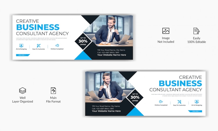 Vector corporate business marketing social media post facebook cover page timeline web ad banner template