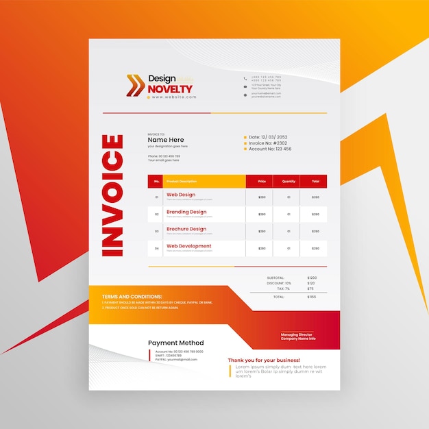 Vector corporate business modern professional invoice template design01