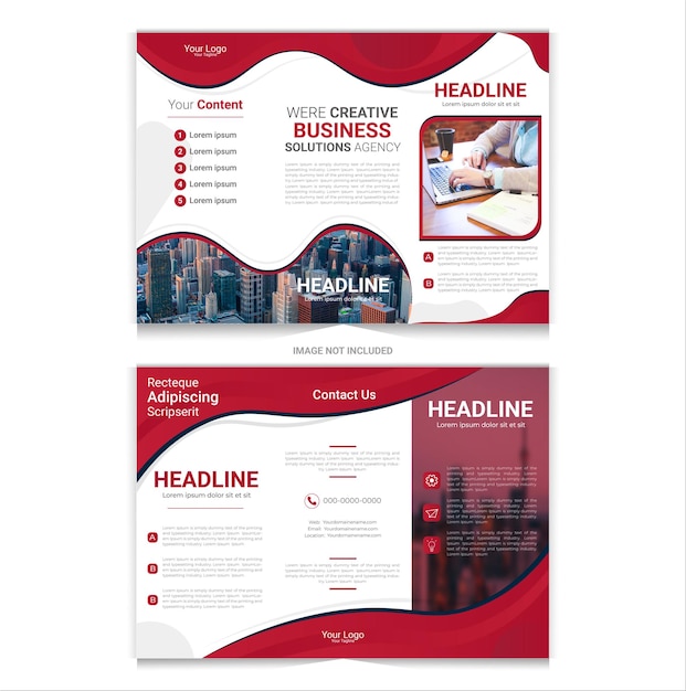 Vector corporate business modern red color brochure design trifold design brochure