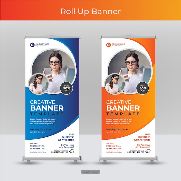 Corporate business Oprollen of staan bannermalplaatje met abstract ontwerp