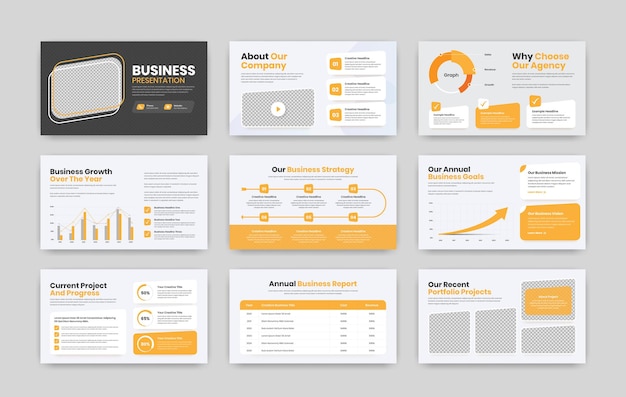 Vector corporate business overview and data presentation modern slider layout design