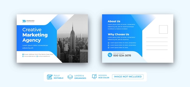 Corporate business post card or minimal corporate post card template design