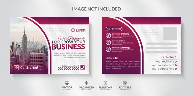 Corporate business postcard design template with modern layout