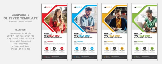 기업 비즈니스 랙 카드 또는 dl 전단지 디자인 템플릿