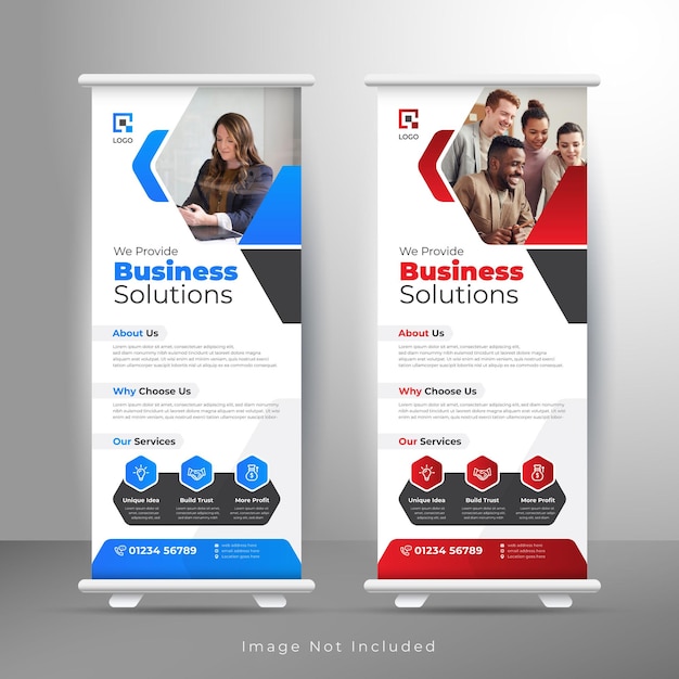 Vettore corporate business roll up banner o agenzia aziendale pull up banner modello di progettazione