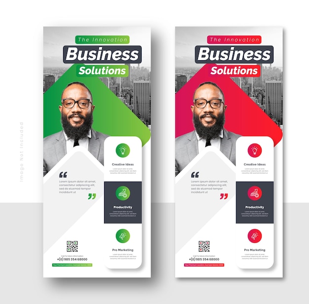 Корпоративный бизнес Roll-up баннер или шаблоны визитных карточек Дизайн