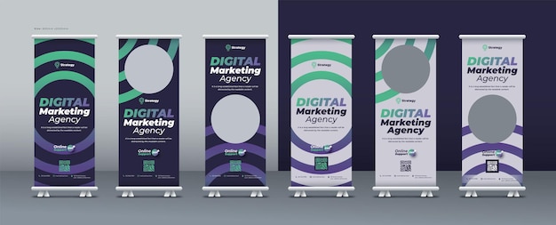 Vector corporate business roll up banner marketing agency roll up banner pull up banner or x banner