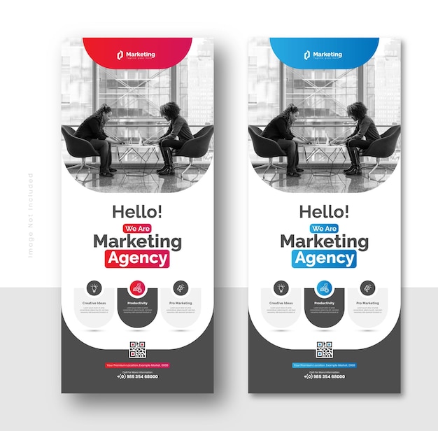 Vector corporate business roll-up banner of business rack card templates design