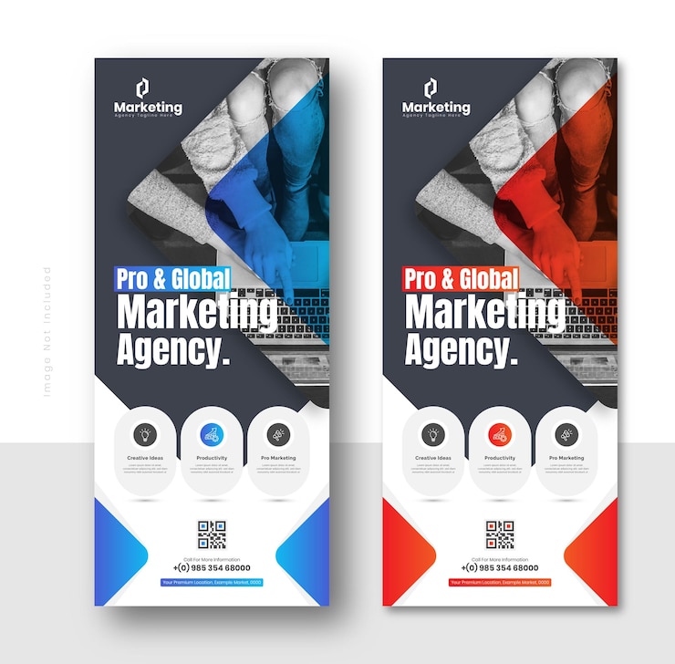Vector corporate business roll-up banner of business rack card templates design