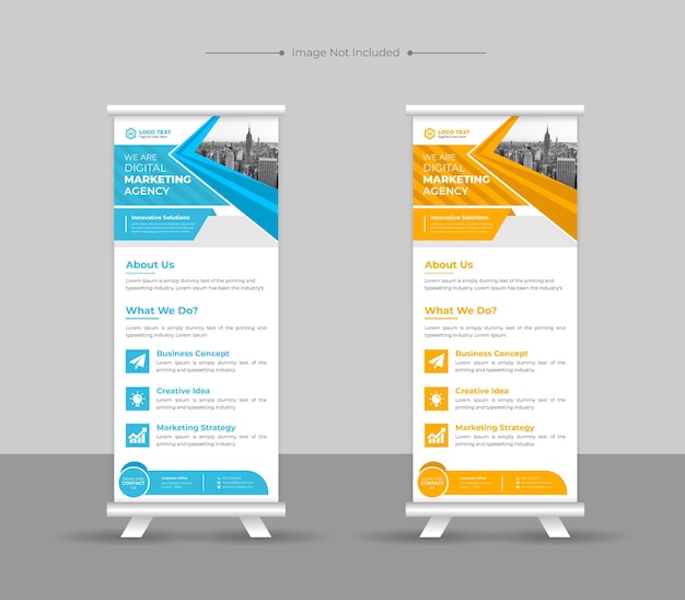 企業のビジネスロールアップバナーまたはスタンドまたはスタンディーバナーテンプレート