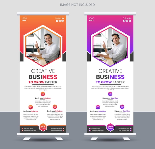 Corporate business roll up banner standee pull up banner x banner template design layout