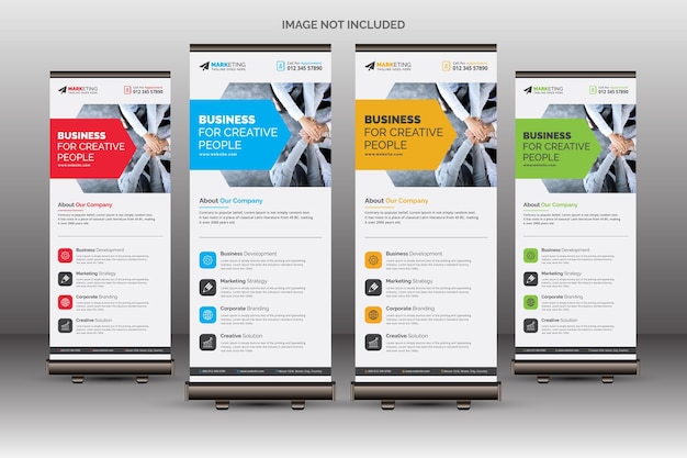 企業のビジネス ロールアップ バナー スタンディー プルアップ バナー X バナー テンプレート デザイン レイアウト