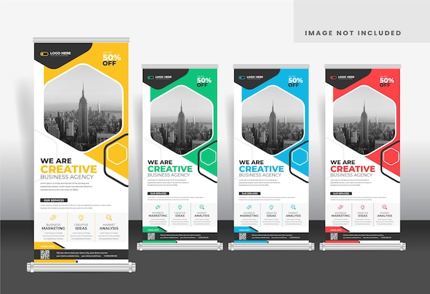 ベクトル 企業ビジネスロールアップバナーテンプレート x バナースタンドデザイン