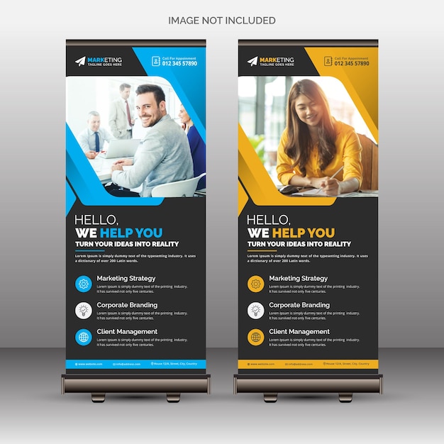 Corporate business roll up banner x banner standee template for commercial and multipurpose use