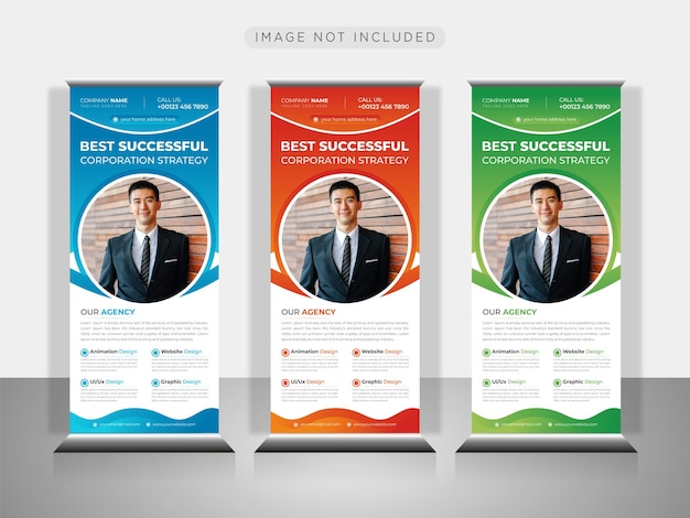 Corporate Business Roll-up bannerontwerp of pull-up banners-sjabloon