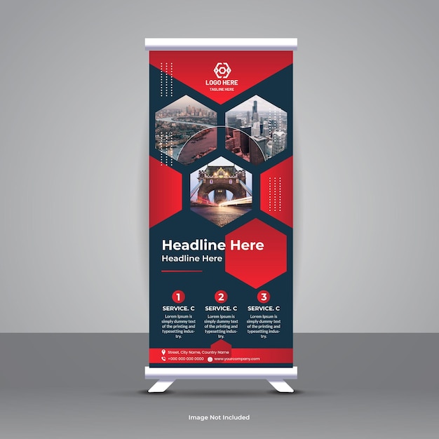 Modello di progettazione banner stand roll up aziendale