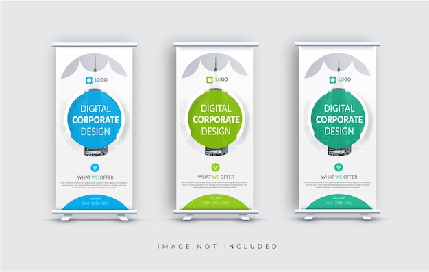 Corporate business roll up or stand banner template with abstract design