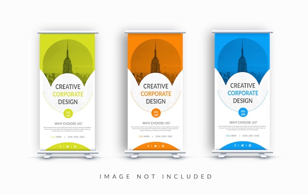 Corporate business roll up or stand banner template with abstract design