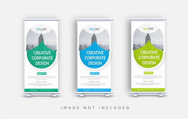 Corporate business roll up or stand banner template with abstract design