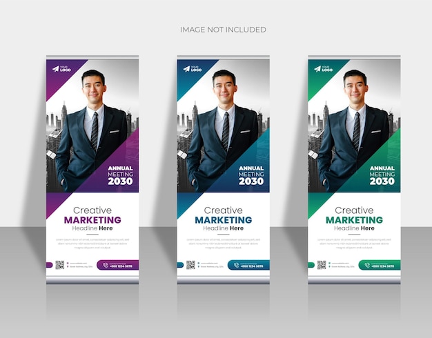 Corporate business rollup or pullup banner design template