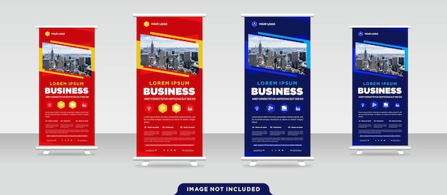 Corporate business rollup or x banner design template