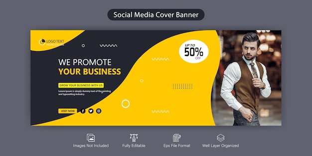 Corporate business social media facebook cover banner design template