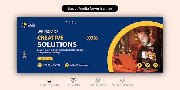 Vector corporate business social media facebook cover banner template design