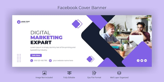 Корпоративный бизнес в социальных сетях facebook обложка баннер шаблон